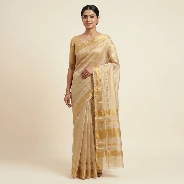Golden_Lelan_Tissue_Handloom_Saree_With_Blouse_Tassels