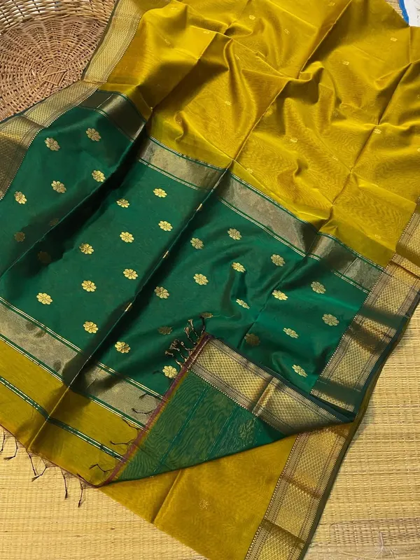 Yellow_Maheshwari_Silk_Handloom_With_Blouse_Tassels