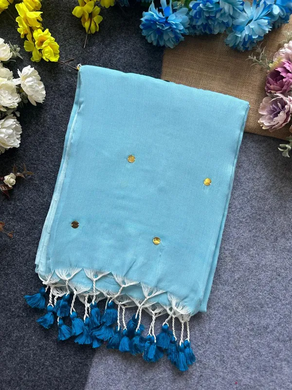 Sky_Blue_Gini_Khadi_Handloom_With_Blouse_Tassels