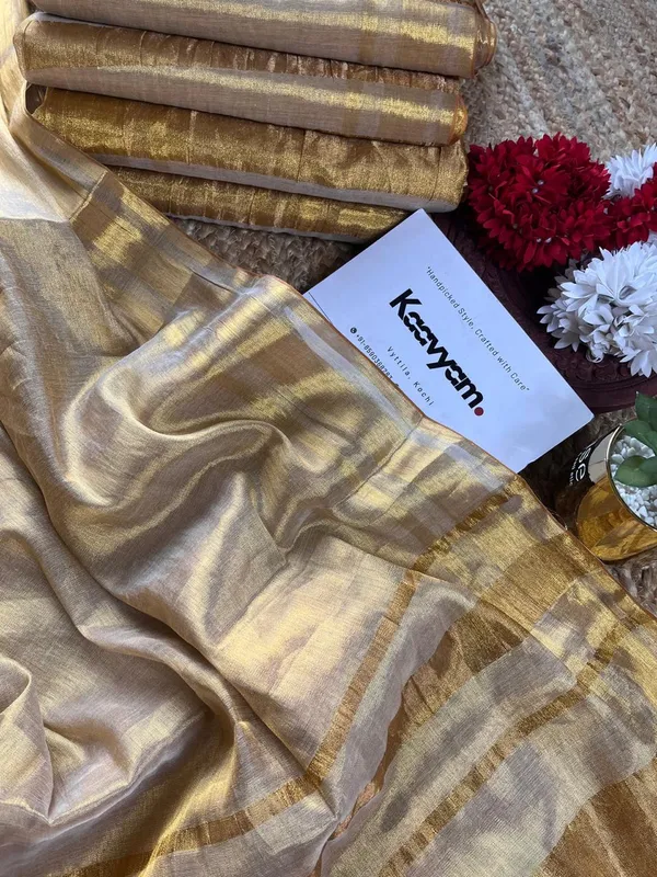 Golden_Lelan_Tissue_Handloom_Saree_With_Blouse_Tassels