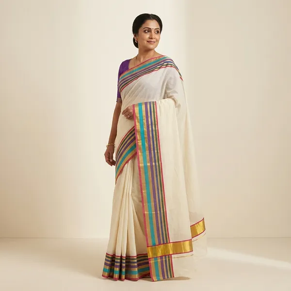 Off_White_Moll_Cotton_Saree_With_Blouse_Tosses
