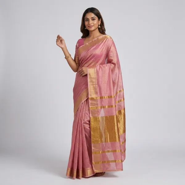 Pink_Lelan_Tissue_Handloom_Saree_With_Blouse