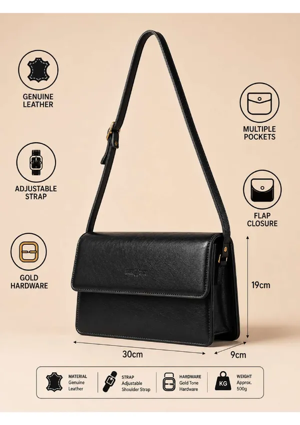 Black_Faux_Leather_Structured_Shoulder_Bag_For_Women