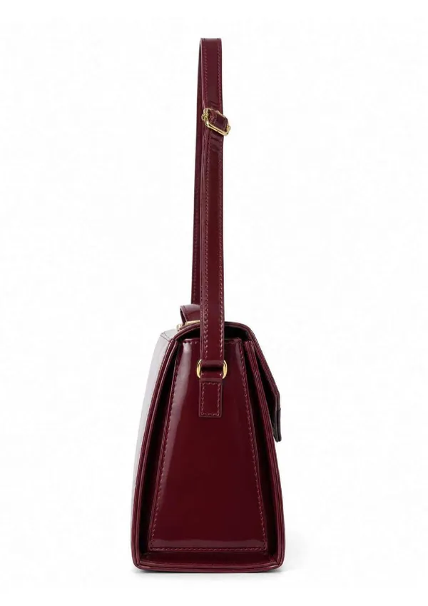 Maroon_Patent_Leather_Structured_Crossbody_Bag_For_Women