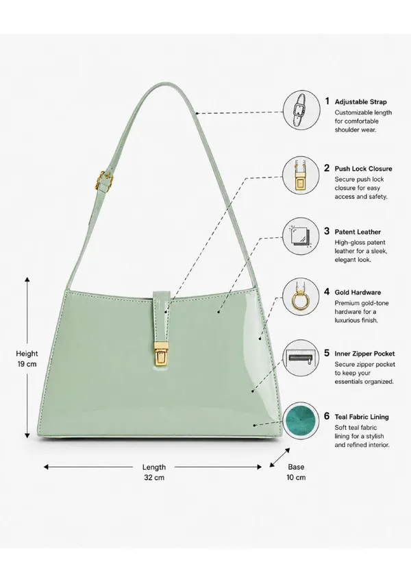 Mint_Green_Patent_Leather_Structured_Shoulder_Bag_For_Women