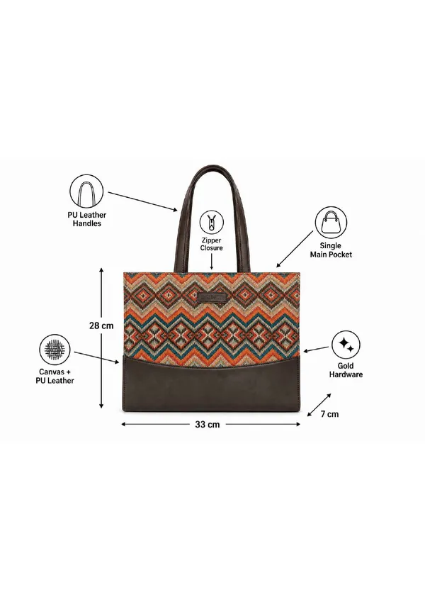 Multicolor_Canvas_Geometric_Print_Pu_Leather_Trim_Tote_Bag_For_Women