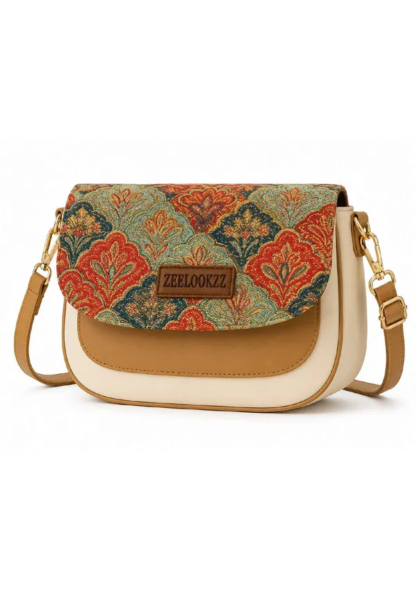 Multicolor_Brocade_Faux_Leather_Flap_Crossbody_Bag_For_Women