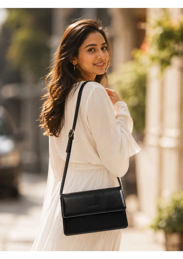 Black_Faux_Leather_Structured_Shoulder_Bag_For_Women