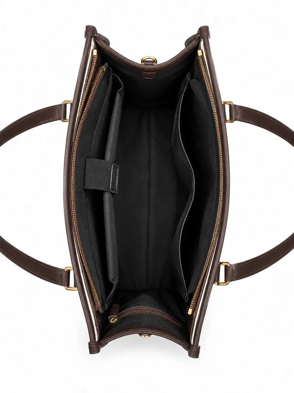 White_Brown_Faux_Leather_Two_Tone_Structured_Tote_Bag_For_Women