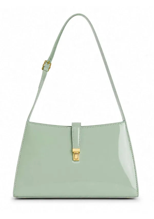 Mint_Green_Patent_Leather_Structured_Shoulder_Bag_For_Women