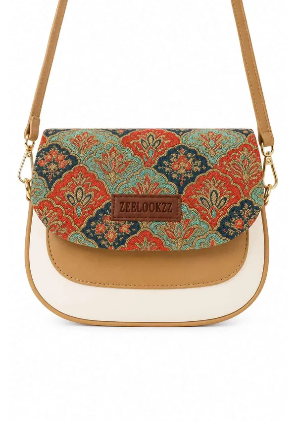 Multicolor_Brocade_Faux_Leather_Flap_Crossbody_Bag_For_Women