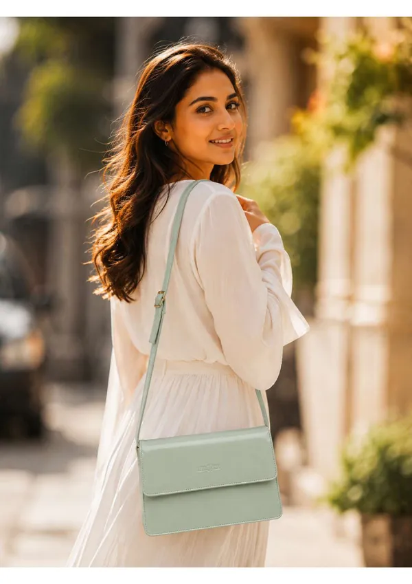 Mint_Green_Patent_Leather_Flap_Closure_Crossbody_Bag_For_Women