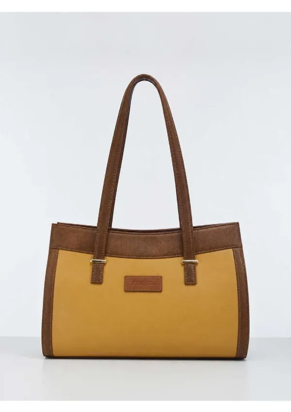 Mustard_Yellow_Brown_Vegan_Leather_Structured_Handbag_For_Women