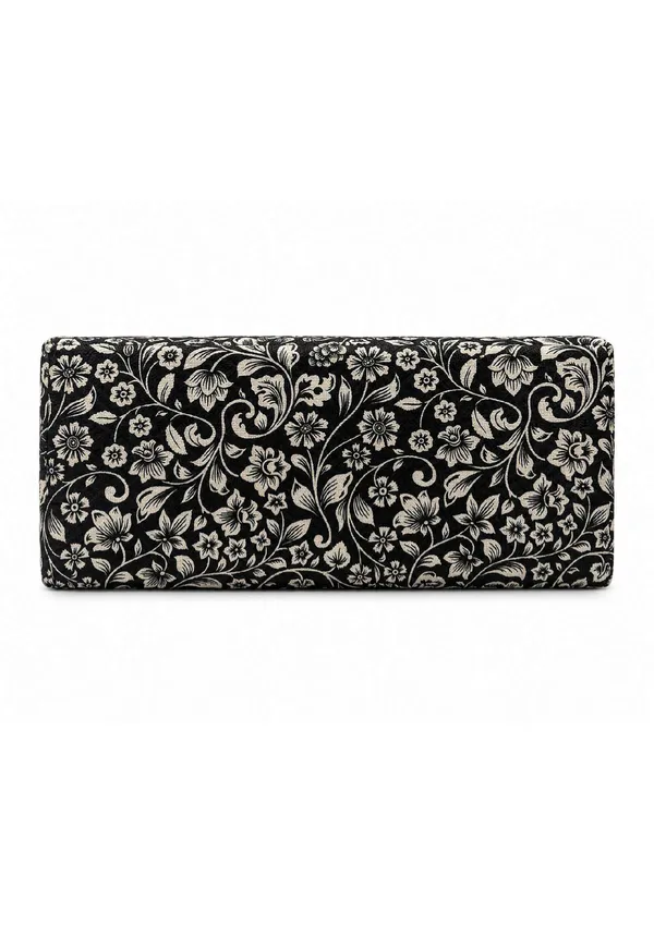 Black_Embroidered_Fabric_Floral_Structured_Handbag_For_Women
