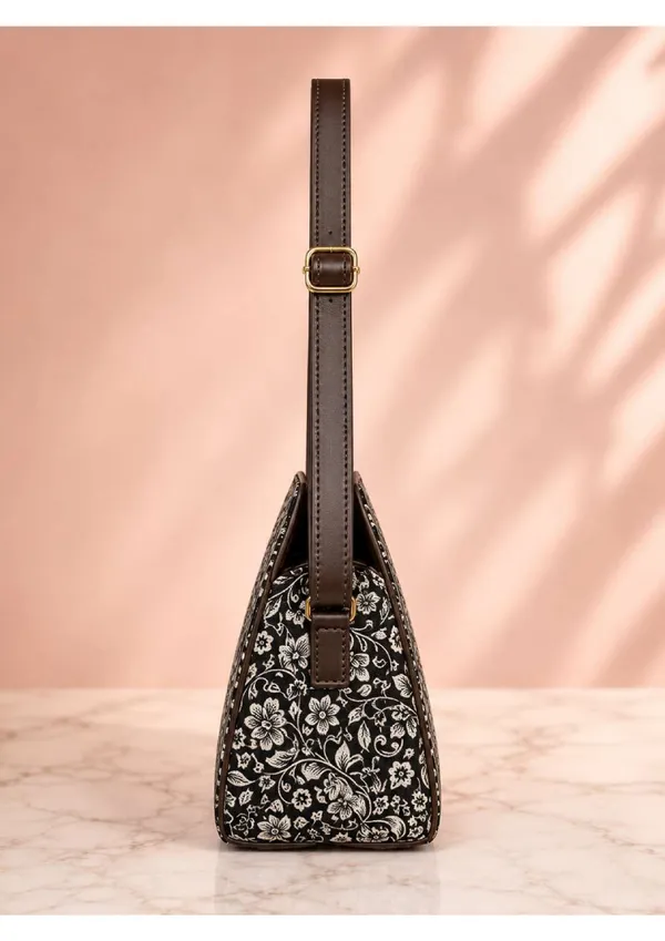 Black_Embroidered_Fabric_Floral_Structured_Handbag_For_Women