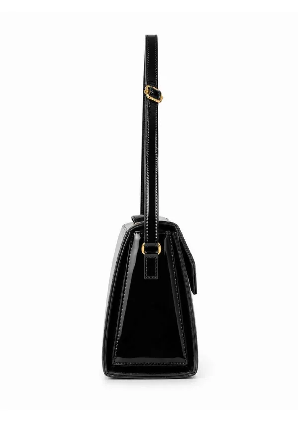 Black_Burgundy_Patent_Leather_Structured_Handbag_For_Women
