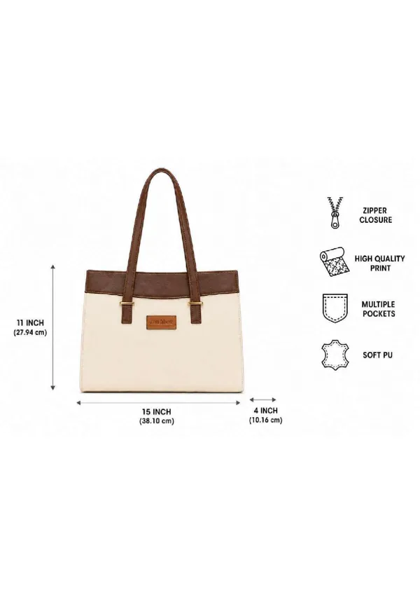 Beige_Brown_Vegan_Leather_Structured_Tote_Bag_For_Women