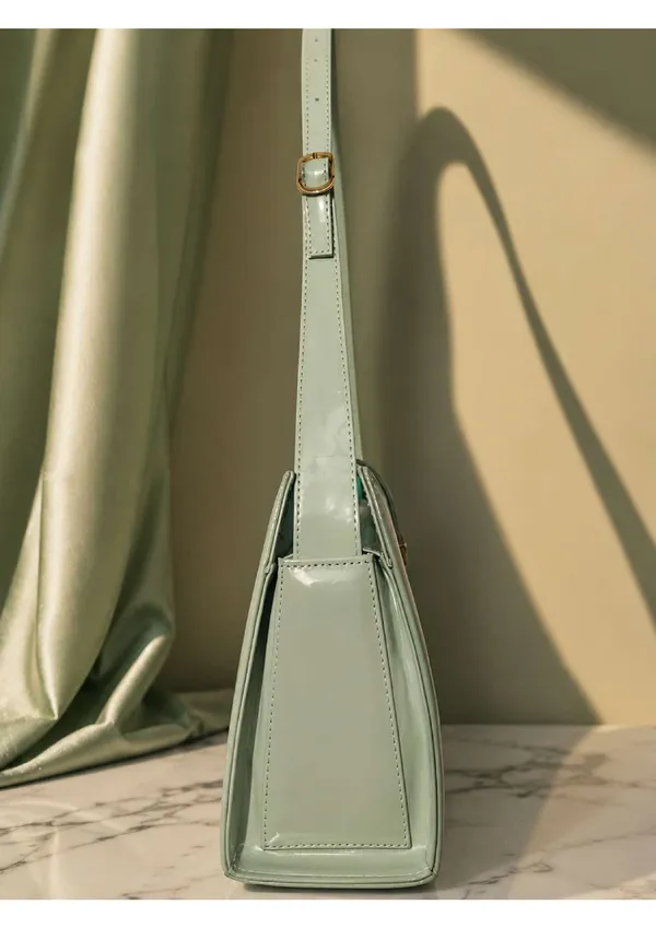 Mint_Green_Patent_Leather_Structured_Shoulder_Bag_For_Women