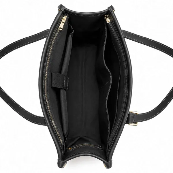 White_Black_Synthetic_Two_Tone_Structured_Tote_Bag_For_Women