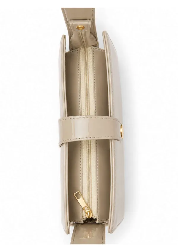 Beige_Patent_Leather_Structured_Shoulder_Bag_For_Women