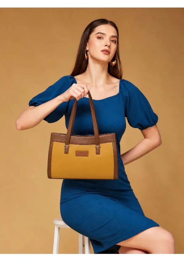 Mustard_Yellow_Brown_Vegan_Leather_Structured_Handbag_For_Women