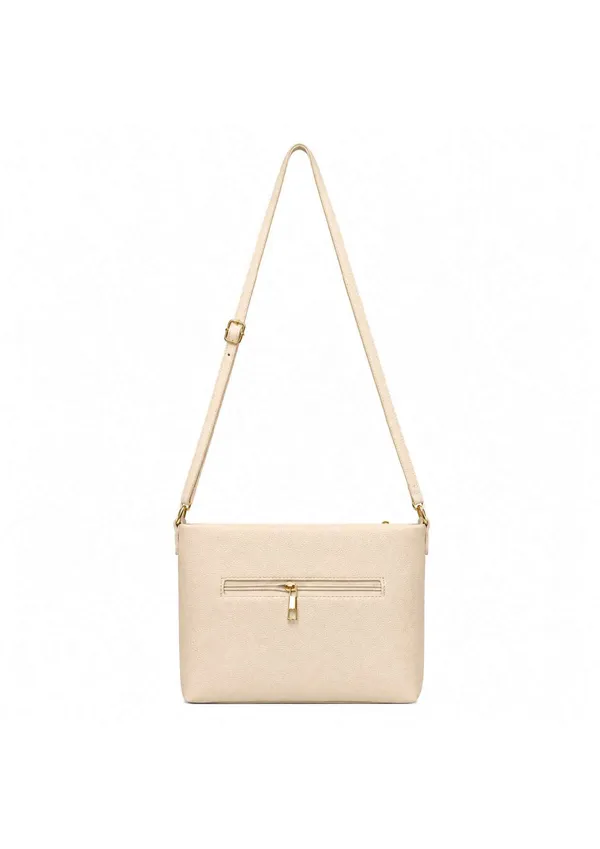 Cream_Textured_Faux_Leather_Envelope_Crossbody_Bag_For_Women