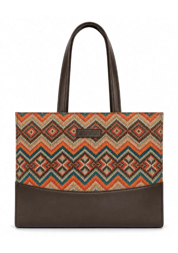 Multicolor_Canvas_Geometric_Print_Pu_Leather_Trim_Tote_Bag_For_Women