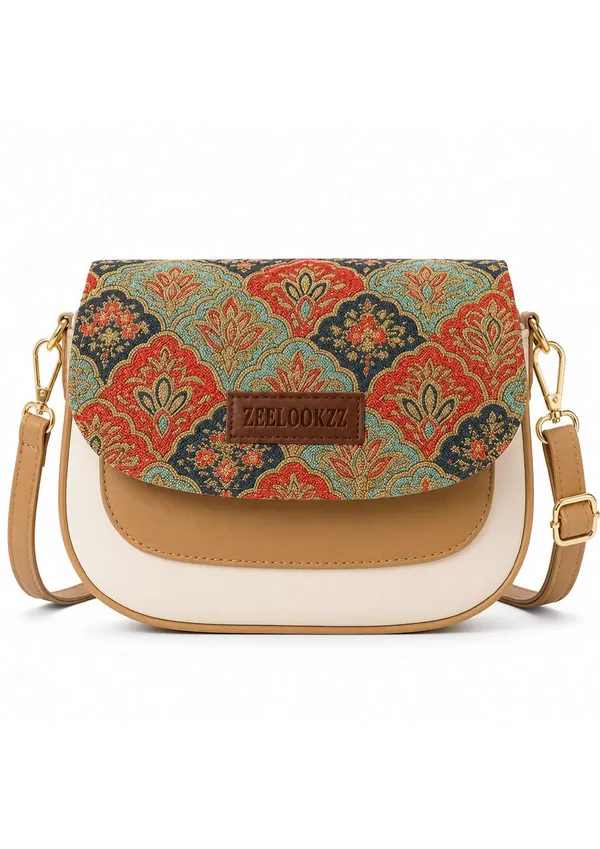 Multicolor_Brocade_Faux_Leather_Flap_Crossbody_Bag_For_Women