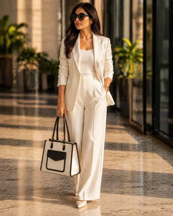 White_Black_Synthetic_Two_Tone_Structured_Tote_Bag_For_Women