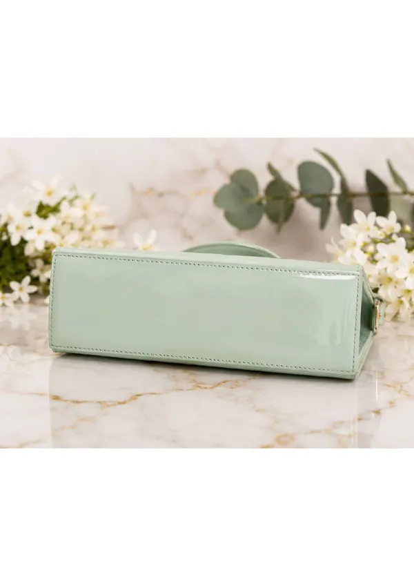 Mint_Green_Patent_Leather_Structured_Shoulder_Bag_For_Women
