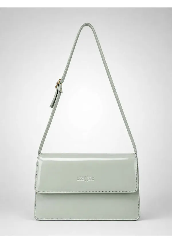 Mint_Green_Patent_Leather_Flap_Closure_Crossbody_Bag_For_Women