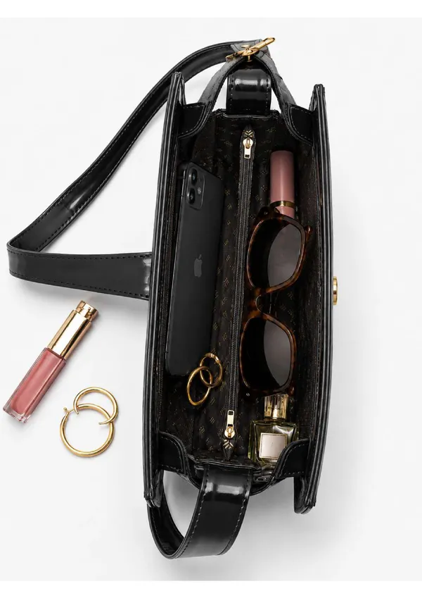 Black_Patent_Leather_Structured_Shoulder_Bag_For_Women