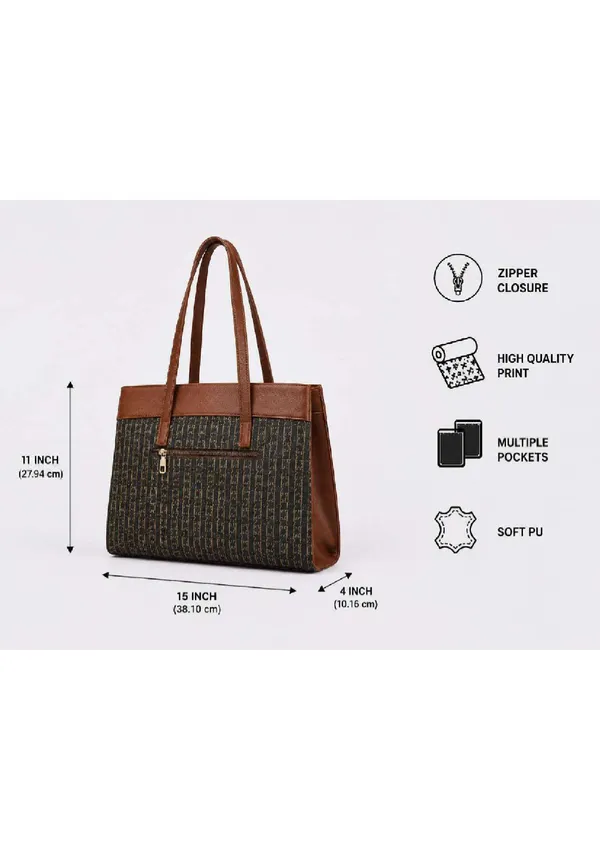 Brown_Tan_Canvas_Monogram_Print_Leather_Trim_Tote_Bag_For_Women