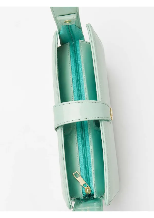 Mint_Green_Patent_Leather_Structured_Shoulder_Bag_For_Women