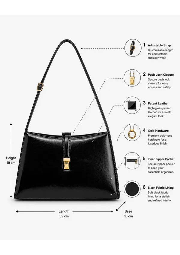 Black_Patent_Leather_Structured_Shoulder_Bag_For_Women
