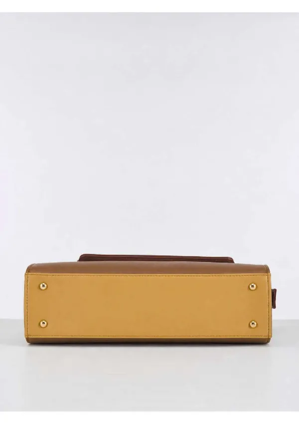 Mustard_Yellow_Brown_Vegan_Leather_Structured_Handbag_For_Women