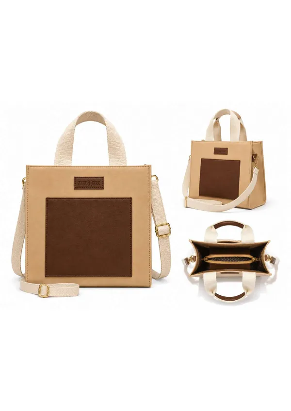 Beige_Brown_Canvas_Two_Tone_Structured_Tote_Bag_For_Women