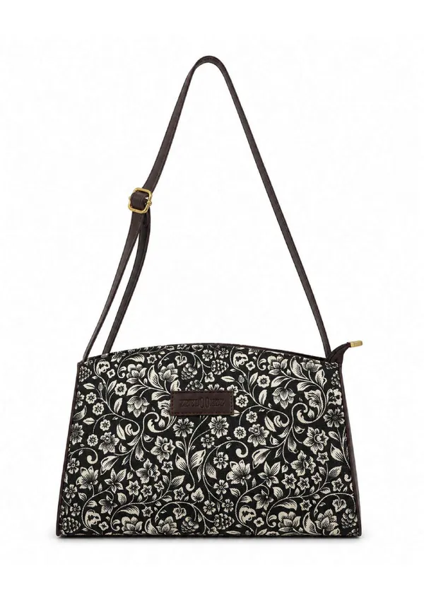 Black_Embroidered_Fabric_Floral_Structured_Handbag_For_Women