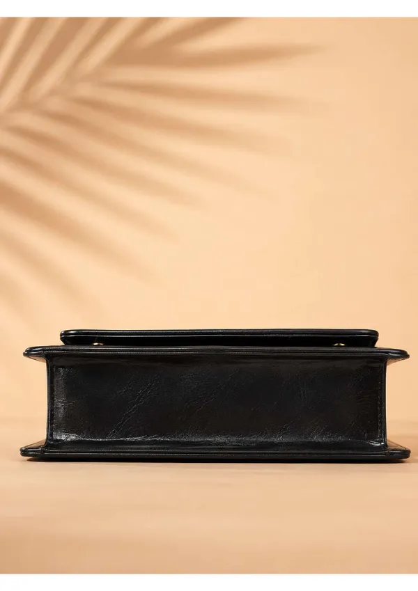 Black_Faux_Leather_Structured_Shoulder_Bag_For_Women