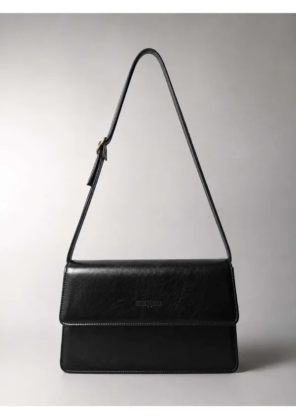 Black_Faux_Leather_Structured_Shoulder_Bag_For_Women