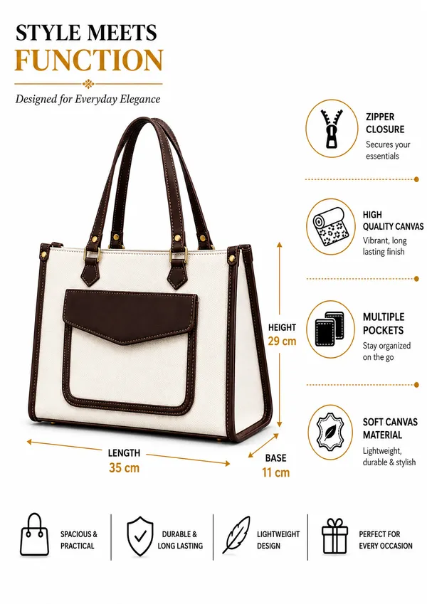 White_Brown_Faux_Leather_Two_Tone_Structured_Tote_Bag_For_Women