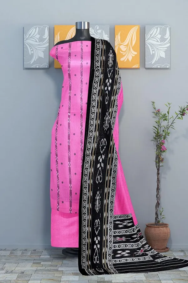 Multicolor_Pure_Cotton_Sambalpuri_Handloom_Dress_Material_With_Dupatta_Bottom_Wear_3_Piece_Set