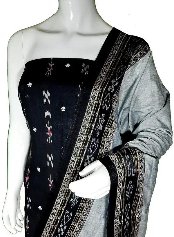 Multicolor_Pure_Cotton_Sambalpuri_Handloom_Dress_Material_With_Dupatta_Bottom_Wear_3_Piece_Set