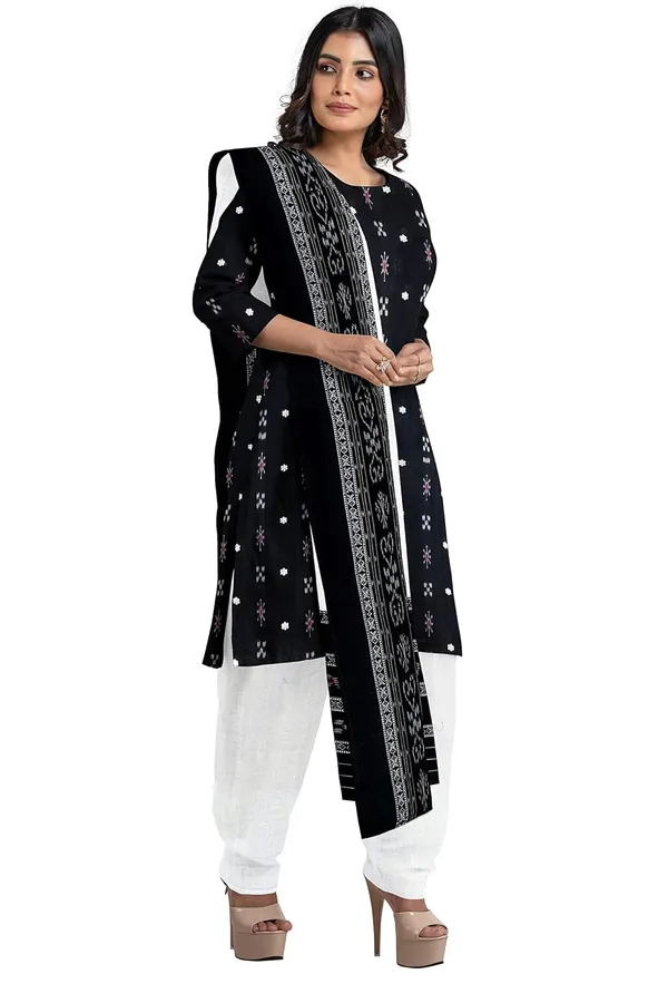 Multicolor_Pure_Cotton_Sambalpuri_Handloom_Dress_Material_With_Dupatta_Bottom_Wear_3_Piece_Set