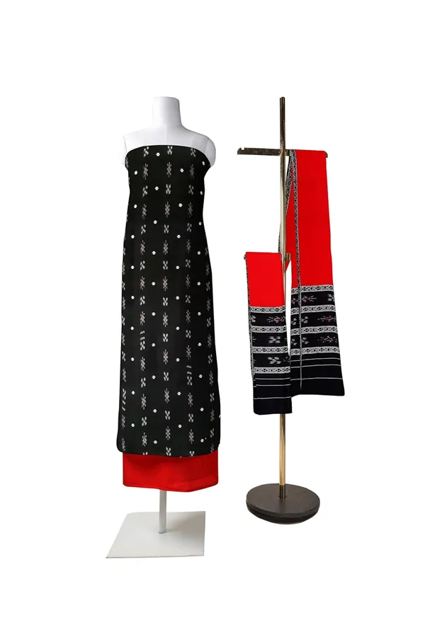 Multicolor_Pure_Cotton_Sambalpuri_Handloom_Dress_Material_With_Dupatta_Bottom_Wear_3_Piece_Set