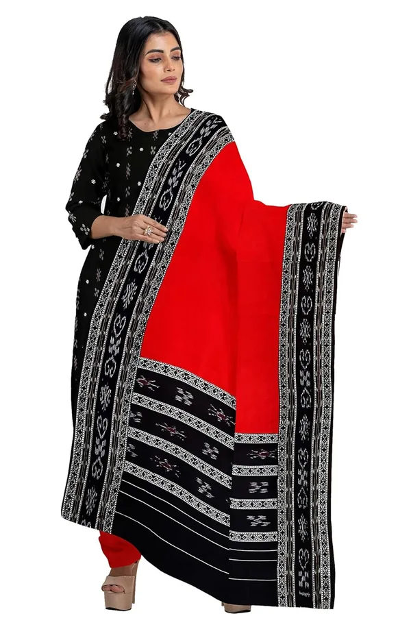 Multicolor_Pure_Cotton_Sambalpuri_Handloom_Dress_Material_With_Dupatta_Bottom_Wear_3_Piece_Set