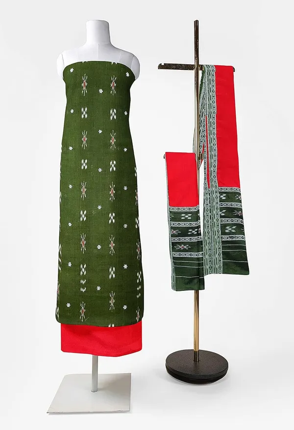 Multicolor_Pure_Cotton_Sambalpuri_Handloom_Dress_Material_With_Dupatta_Bottom_Wear_3_Piece_Set
