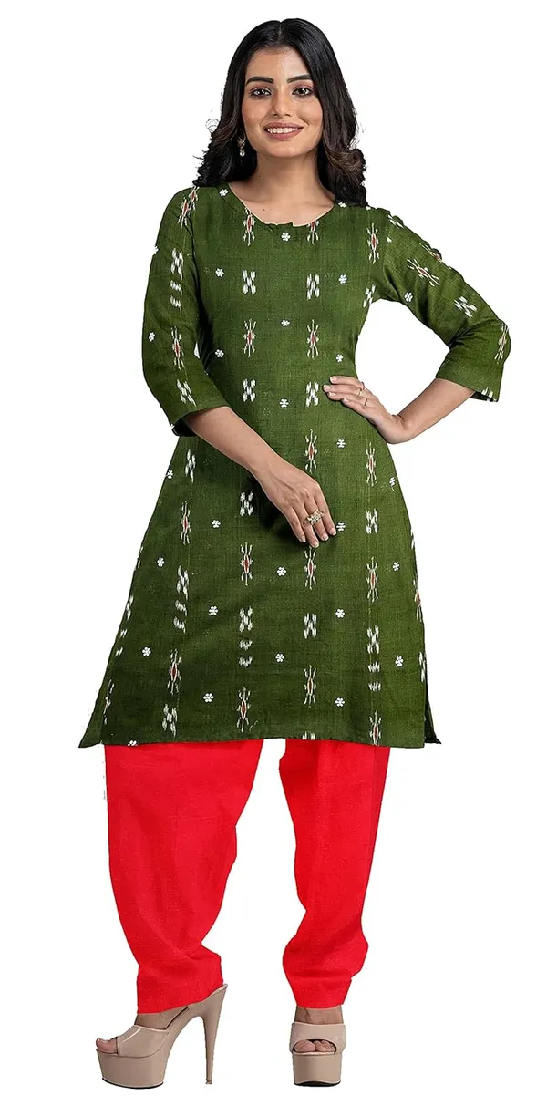 Multicolor_Pure_Cotton_Sambalpuri_Handloom_Dress_Material_With_Dupatta_Bottom_Wear_3_Piece_Set