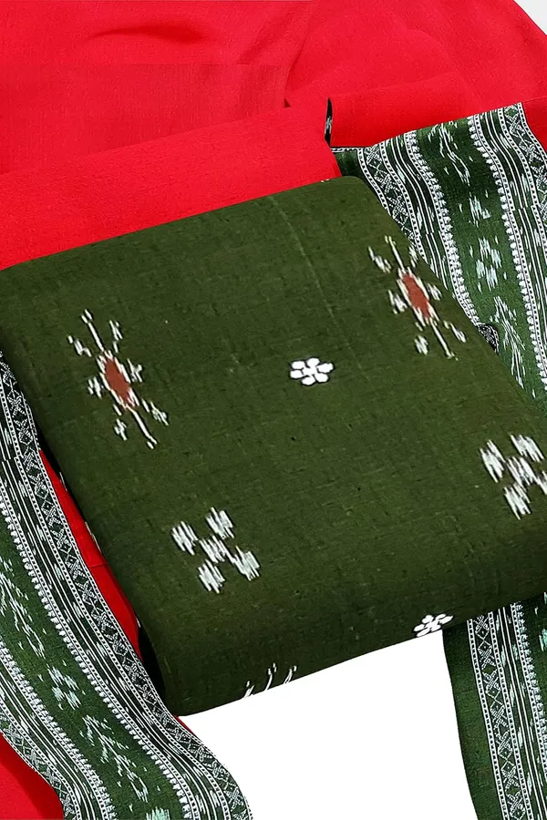 Multicolor_Pure_Cotton_Sambalpuri_Handloom_Dress_Material_With_Dupatta_Bottom_Wear_3_Piece_Set