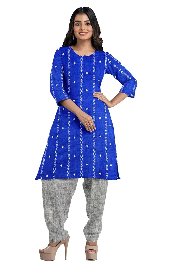 Multicolor_Pure_Cotton_Sambalpuri_Handloom_Dress_Material_With_Dupatta_Bottom_Wear_3_Piece_Set